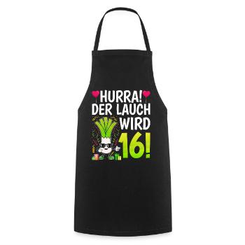 Hurra der Lauch wird 16 - Kochschürze - Schwarz - Vorne - AI Model Male 185 dark (185cm)