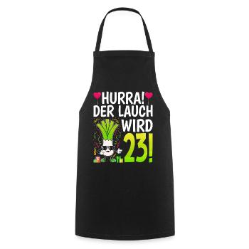 Hurra der Lauch wird 23 - Kochschürze - Schwarz - Vorne - AI Model Male 185 dark (185cm)