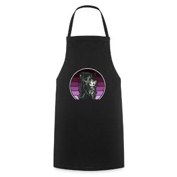 Goth Girl Keeps Skeleton Cat - Gothic - Cooking Apron - black - Front - AI Model Male 185 dark (185cm)
