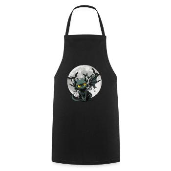 Black Cat Bat - Goth Gothic - Cooking Apron - black - Front - AI Model Male 185 dark (185cm)