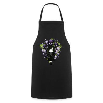 Goth Girl holds skull balloons - Gothic - Cooking Apron - black - Front - AI Model Male 185 dark (185cm)