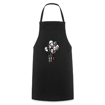 Goth Girl holds skull balloons - Gothic - Cooking Apron - black - Front - AI Model Male 185 dark (185cm)