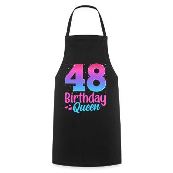 Birthday Queen 48 Geburtstag - Cooking Apron - black - Front - AI Model Male 185 dark (185cm)