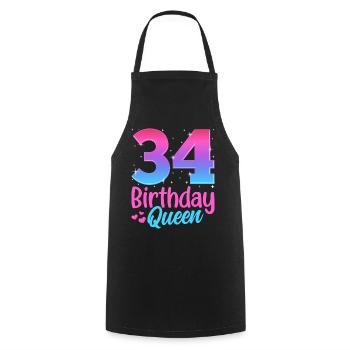 Birthday Queen 34 Geburtstag - Cooking Apron - black - Front - AI Model Male 185 dark (185cm)