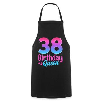 Birthday Queen 38 Geburtstag - Cooking Apron - black - Front - AI Model Male 185 dark (185cm)