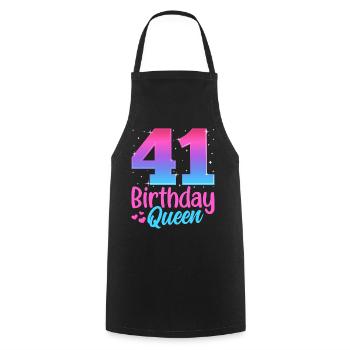 Birthday Queen 41 Geburtstag - Cooking Apron - black - Front - AI Model Male 185 dark (185cm)