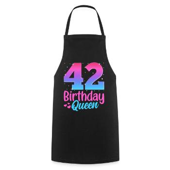 Birthday Queen 42 Geburtstag - Cooking Apron - black - Front - AI Model Male 185 dark (185cm)