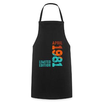 Since April 1981 Year 1981 Retro Vintage 1981 - Cooking Apron - black - Front - AI Model Male 185 dark (185cm)