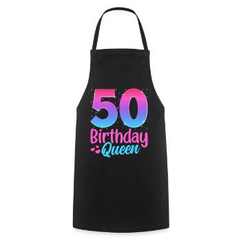 Anniversaire Queen 50 Geburtstag - Tablier de cuisine - noir - Devant - AI Model Male 185 dark (185cm)