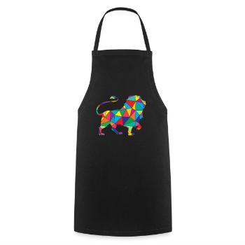 Polygone du lion Low Poly Animal sauvage - Tablier de cuisine - noir - Devant - AI Model Male 185 dark (185cm)