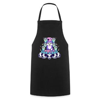 Kawaii Pastel Gothic Cute Cat Occult - Cooking Apron - black - Front - AI Model Male 185 dark (185cm)