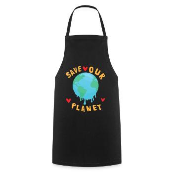 Save Our Planet Klimawandel Nachhaltig - Kochschürze - Schwarz - Vorne - AI Model Male 185 dark (185cm)