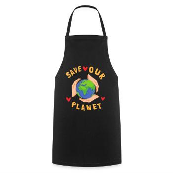 Save Our Planet Klimawandel Nachhaltig - Kochschürze - Schwarz - Vorne - AI Model Male 185 dark (185cm)