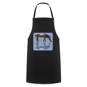 Zebra reflection - Zebras - Wildlife in Africa - Cooking Apron - black - Front - AI Model Male 185 dark (185cm)