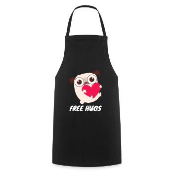 Free Hugs - Cute Pug Heart - Cooking Apron - black - Front - AI Model Male 185 dark (185cm)