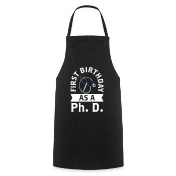 First birthday as a PhD student Pregnant sayings - Cooking Apron - black - Front - AI Model Male 185 dark (185cm)