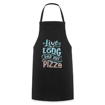 Lustiger Pizza Spruch, Eat-Pizza - Kochschürze - Schwarz - Vorne - AI Model Male 185 dark (185cm)