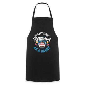 Mon premier anniversaire en tant que papa fête papa papa papa papa - Tablier de cuisine - noir - Devant - AI Model Male 185 dark (185cm)