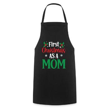 The first Christmas as a mother family pregnant - Cooking Apron - black - Front - AI Model Male 185 dark (185cm)