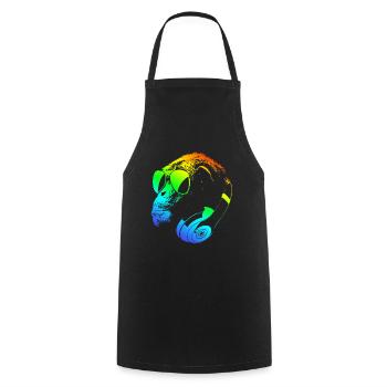 DJ Ape Gorilla Monkey Music Techno Monkey - Kochschürze - Schwarz - Vorne - AI Model Male 185 dark (185cm)