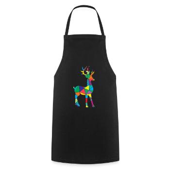 Low Poly Deer Géométrie Polygone Cerf - Tablier de cuisine - noir - Devant - AI Model Male 185 dark (185cm)