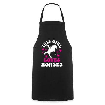 Cette fille aime les chevaux à cheval cavalier - Tablier de cuisine - noir - Devant - AI Model Male 185 dark (185cm)