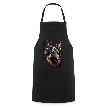 Schäferhund Amerikanische Flagge stolzer Hund - Kochschürze - Schwarz - Vorne - AI Model Male 185 dark (185cm)