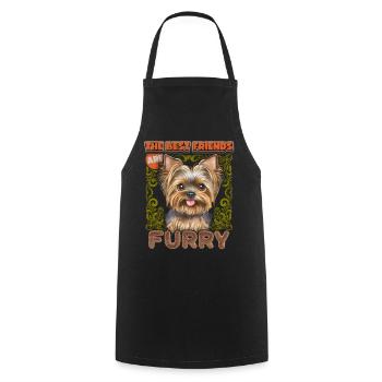 Yorkshire Terrier, aquarelle vintage, Yorkie dicton - Tablier de cuisine - noir - Devant - AI Model Male 185 dark (185cm)