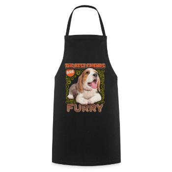 Beagle dog, beagle puppy, vintage watercolor saying - Cooking Apron - black - Front - AI Model Male 185 dark (185cm)