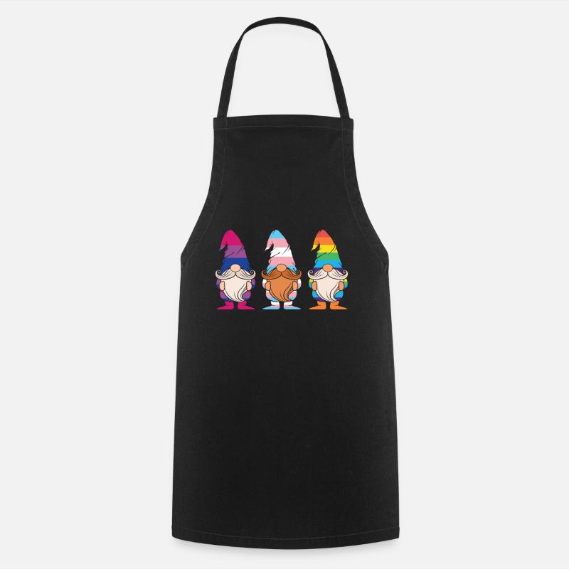 Cute Gnomes Elf LGBTQ Rainbow LGBT Pride Month - Cooking Apron - black