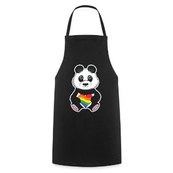 Cute Panda Bear Gay LGBTQ Rainbow LGBT Pride Month - Cooking Apron - black - Front - AI Model Male 185 dark (185cm)