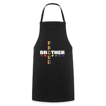 Proud Brother Gay LGBTQ Rainbow LGBT Pride Month - Cooking Apron - black - Front - AI Model Male 185 dark (185cm)