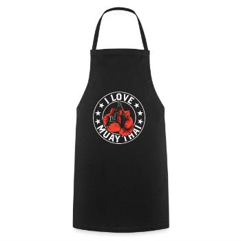 J’adore les arts martiaux des combattants de combat Muay Thai - Tablier de cuisine - noir - Devant - AI Model Male 185 dark (185cm)