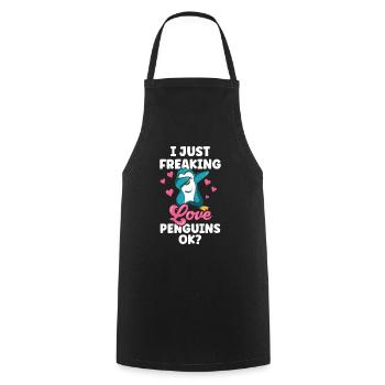 I love penguins just ok penguin animal cute - Cooking Apron - black - Front - AI Model Male 185 dark (185cm)