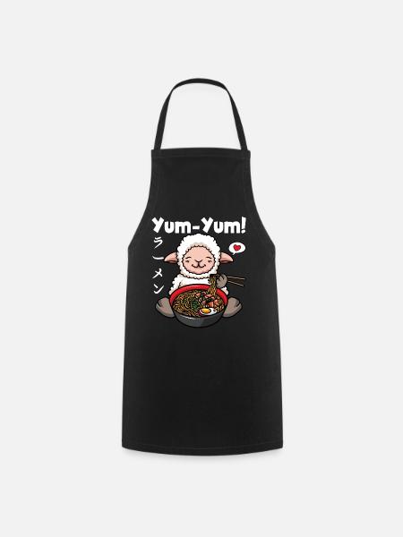 Anime Moutons Ramen Nouilles Manga Kawaii - Tablier de cuisine - noir