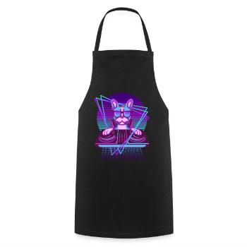 Vaporwave Bulldog DJ Pult Französische Bulldogge - Kochschürze - Schwarz - Vorne - AI Model Male 185 dark (185cm)