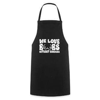 On aime les seins sans limites - No bra hippie - Tablier de cuisine - noir - Devant - AI Model Male 185 dark (185cm)