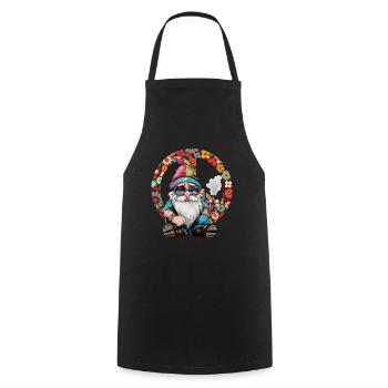 Hippie Gnome Cannabis Peace Gras Hippie Costume - Cooking Apron - black - Front - AI Model Male 185 dark (185cm)
