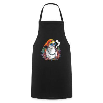 Rauchende Taube Cannabis Gras Hippie Kostüm - Kochschürze - Schwarz - Vorne - AI Model Male 185 dark (185cm)
