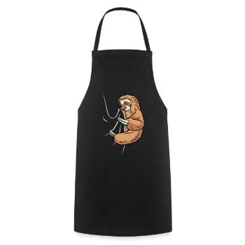 Le paresseux affamé mord dans la chemise - Tablier de cuisine - noir - Devant - AI Model Male 185 dark (185cm)