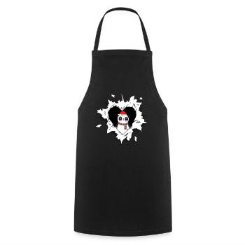 Panda with Santa hat looks out of torn - Cooking Apron - black - Front - AI Model Male 185 dark (185cm)