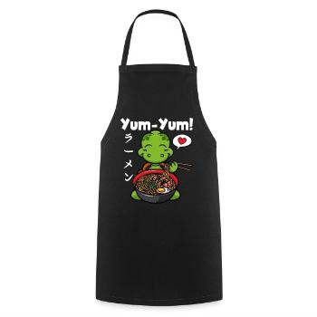 Anime Japonais Tortue Ramen Nouilles Kawaii - Tablier de cuisine - noir - Devant - AI Model Male 185 dark (185cm)