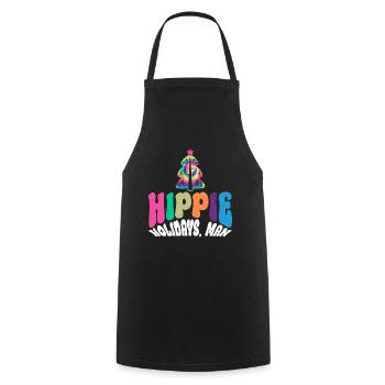 Hippie Holidays, Man - Noël hippie - Tablier de cuisine - noir - Devant - AI Model Male 185 dark (185cm)