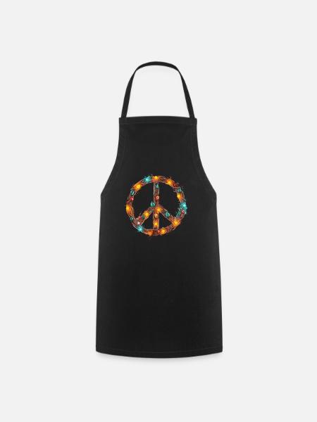 Peace Lichterkette- Hippie Weihnachten - Forklæde - sort