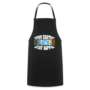 Stay Earthy Stay Hippie - Hippie Costume Tie Dye - Cooking Apron - black - Front - AI Model Male 185 dark (185cm)