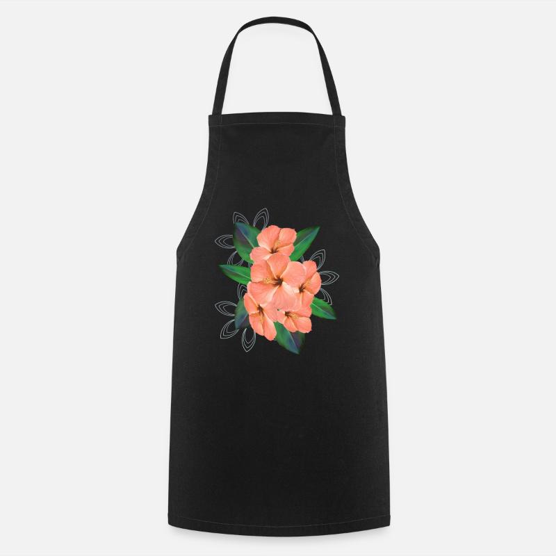 Bouquet de fleurs d’hibiscus - Bouquet - Fleurs - Tablier de cuisine - noir