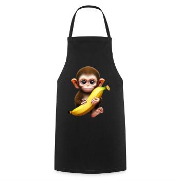 Niedlicher Affe mit Riesenbanane - Kochschürze - Schwarz - Vorne - AI Model Male 185 dark (185cm)
