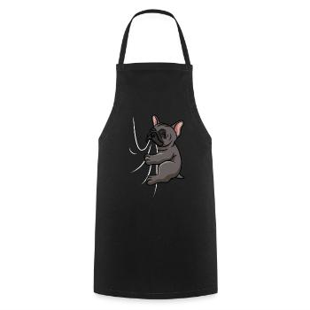 Biting French Bulldog - Cooking Apron - black - Front - AI Model Male 185 dark (185cm)