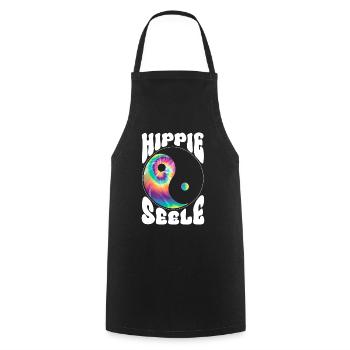 Hippie Seele - Hippie Kostüm 70er - Kochschürze - Schwarz - Vorne - AI Model Male 185 dark (185cm)