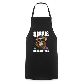 Hippie Retired - Hippie Costume 70s - Cooking Apron - black - Front - AI Model Male 185 dark (185cm)